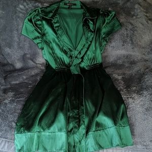 BCBGMaxAzria Kelly Green Silk Dress